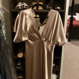 Birdy Grey Metallic Taupe Satin Dress